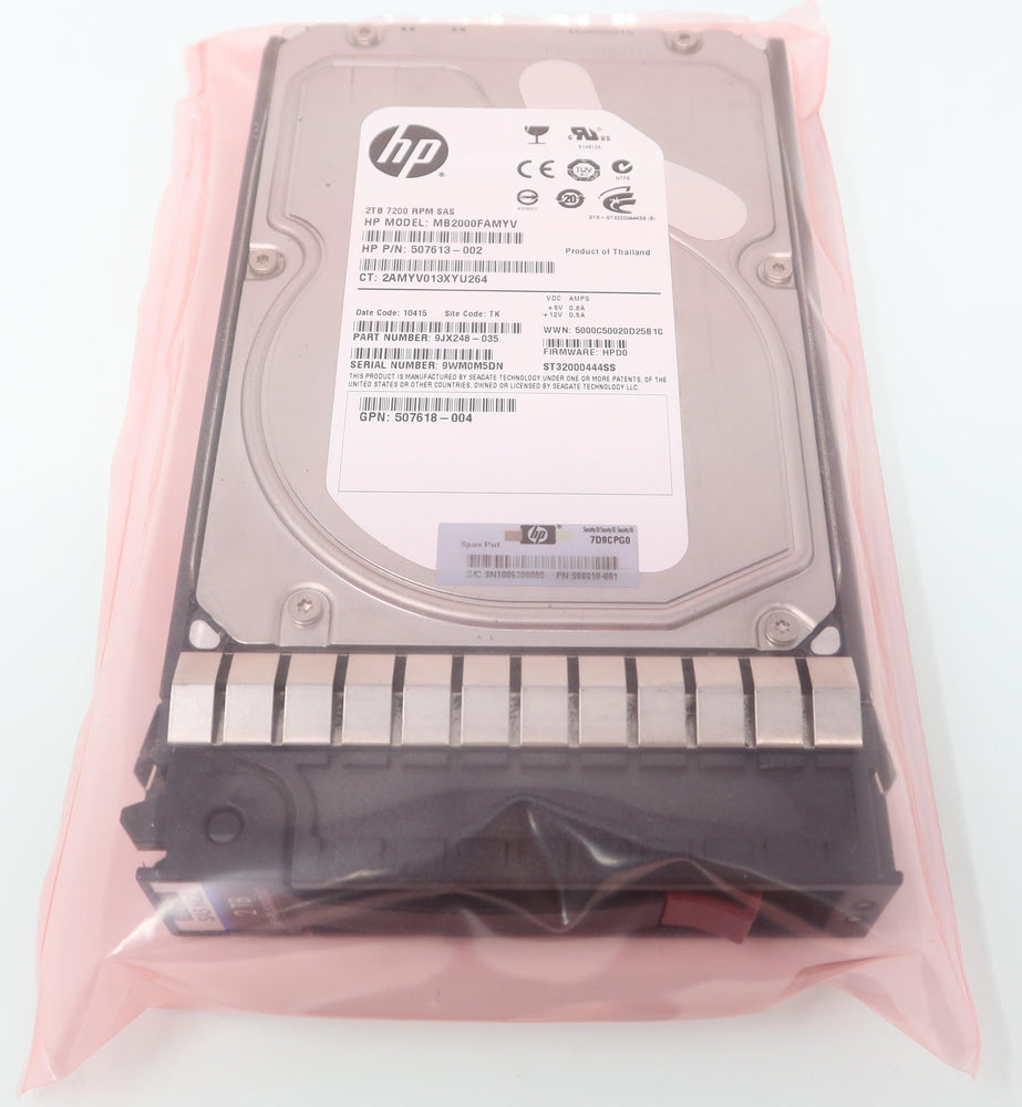 507616-B21 HP 2TB 3.5" LFF 6G 7.2K RPM Dual Port SAS HDD 508010-001