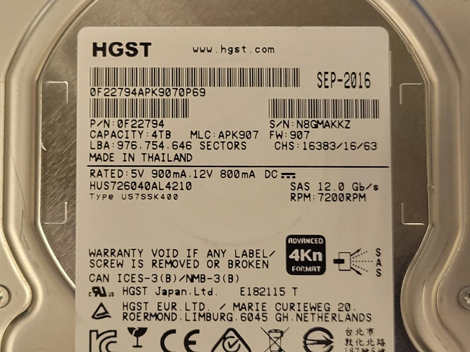 Nimble 4TB 7.2K 3.5" SAS HDD CS/HF Series SP2-HDD-4TB Q8F04A