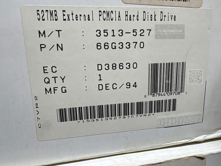 66G3370 I Open Box IBM PS2 527MB External PCMCIA HardDisk Drive 3513-527 66G3372