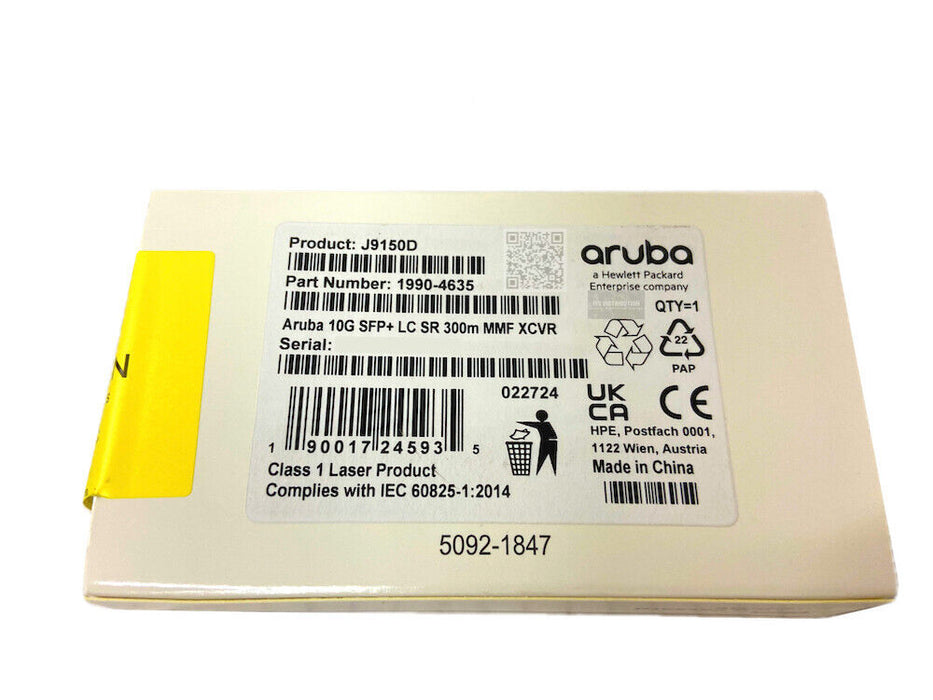 J9150D I Genuine New Sealed HPE Aruba 10G SFP+ LC SR 300m OM3 MMF 1990-4635