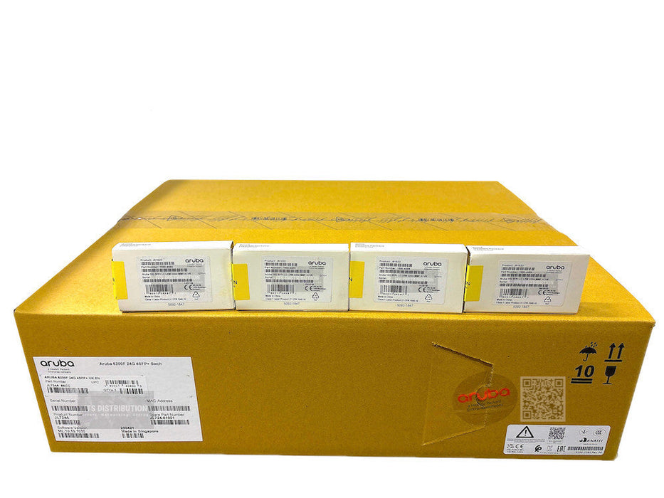 JL724A I New Sealed HPE Aruba 6200F 24G 4SFP+ Networking Switch + 4x J9152D