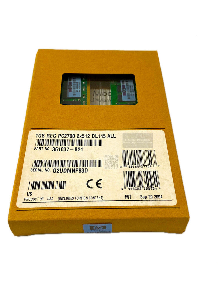361037-B21 I GENUINE HP 1GB DDR SDRAM Memory Module 1GB 2 x 512MB BRAND NEW