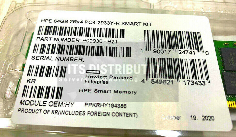 P00930-B21 I Brand New HPE 1x64GB Dual Rank x4 DDR4-2933 CAS-21-21-21 Reg Memory