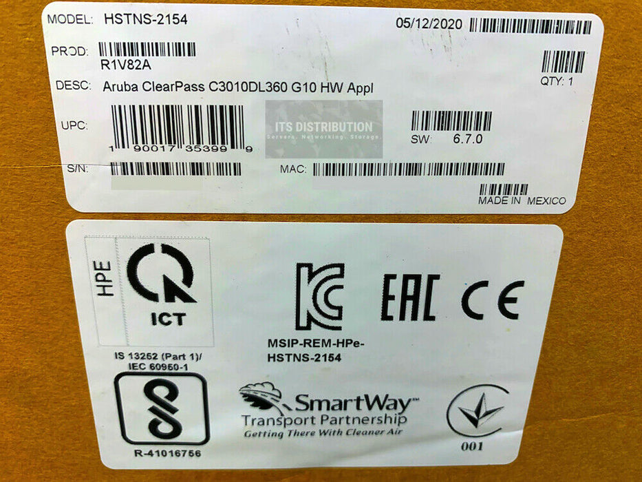 R1V82A I Brand New HPE Aruba ClearPass C3010DL360 G10 H/W Appliance HSTNS-2154