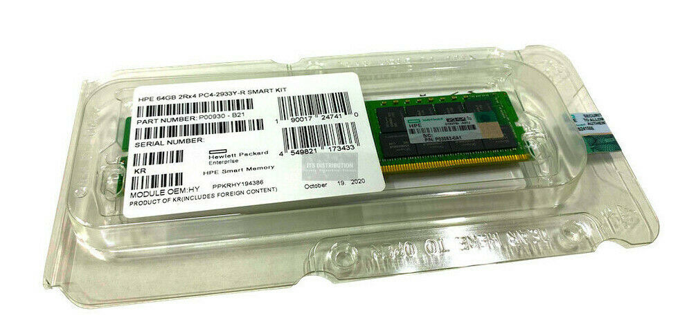 P00930-B21 I Brand New HPE 1x64GB Dual Rank x4 DDR4-2933 CAS-21-21-21 Reg Memory