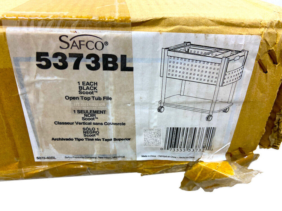 5373BL I Open Box Safco Scoot Open Top Mobile Tub File Black Storage Office Cart