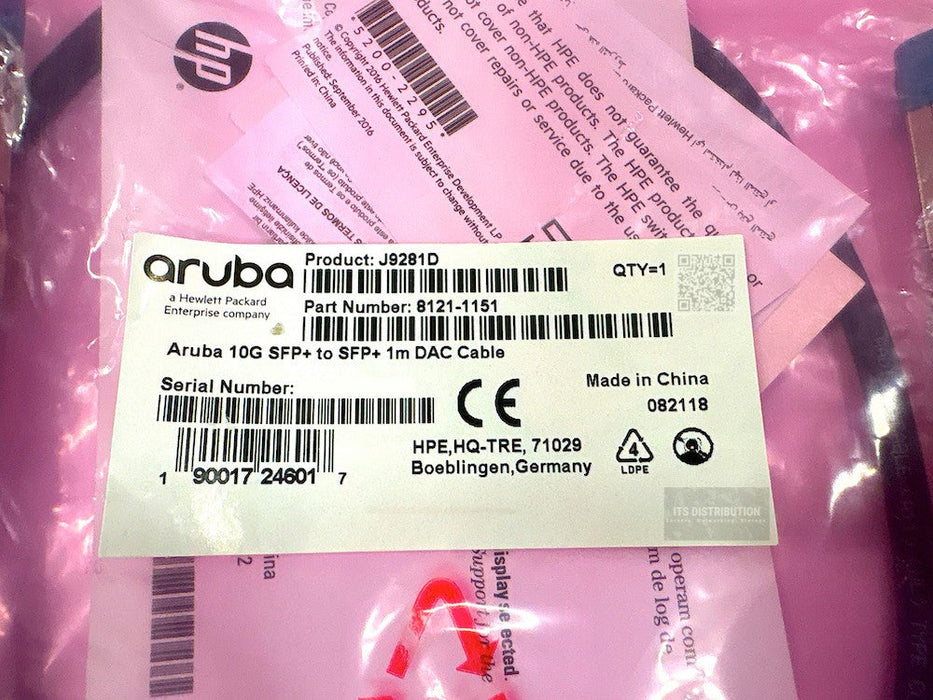 J9281D I Genuine HPE Aruba 10G SFP+ to SFP+ 1m DAC Cable 8121-1151 BRAND NEW