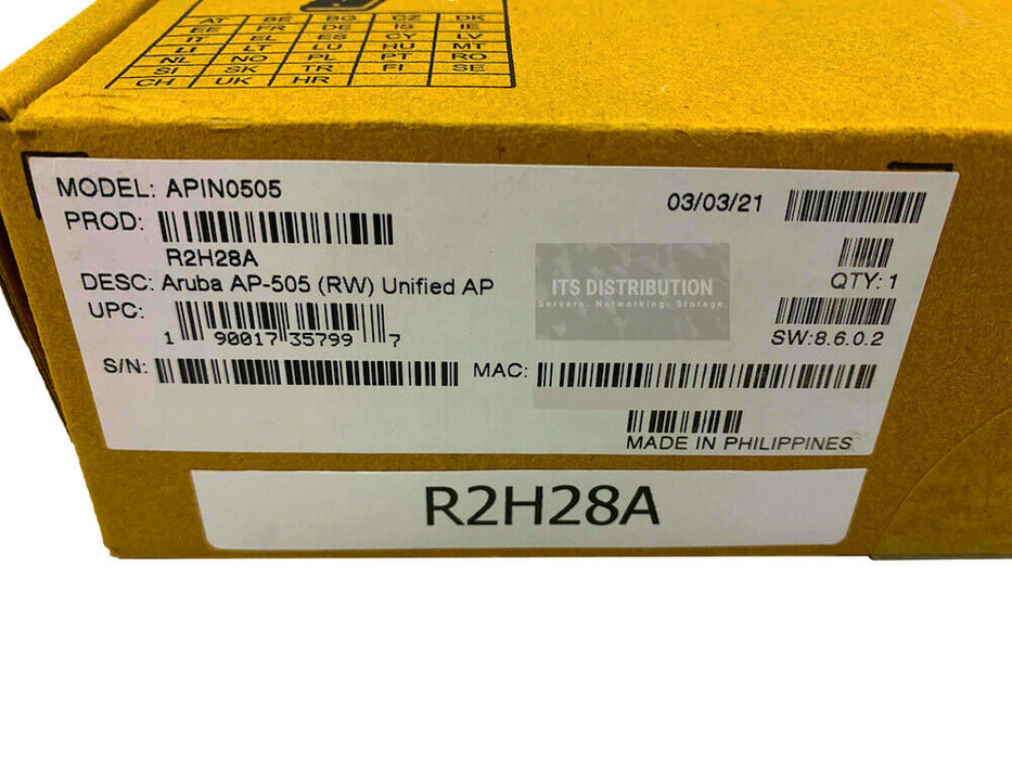 R2H28A I Open Box HPE Aruba AP-505 (RW) Dual Radio 2x2:2 802.11ax Internal Ant