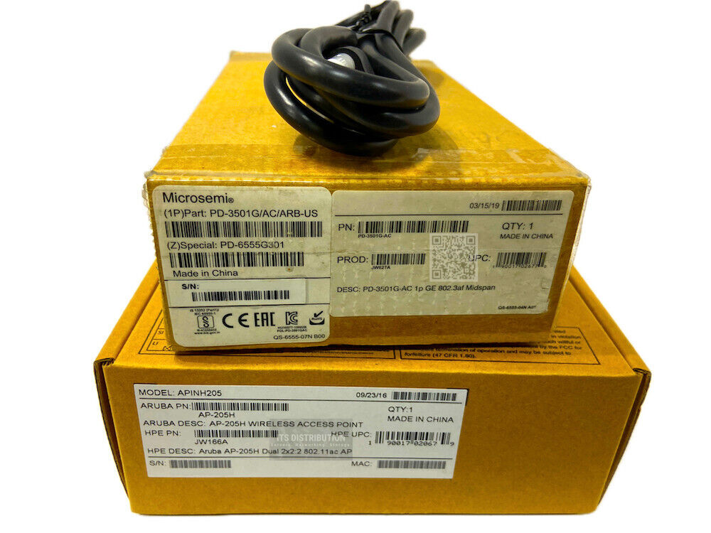 JW166A I BUNDLE New Aruba AP-205H 802.11ac Dual 2x2:2 Radio Int AP JW627A PoE