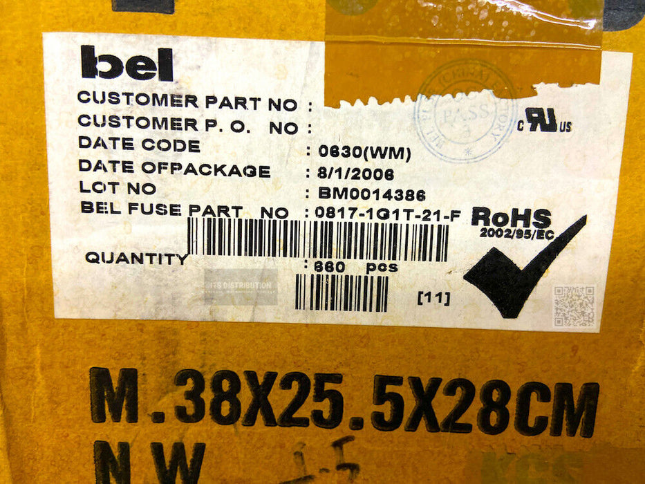 0817-1G1T-21-F I 60x Bel Fuse MagJack 1Port 100BASE-T PCB RJ45 AutoMDIX Terminal