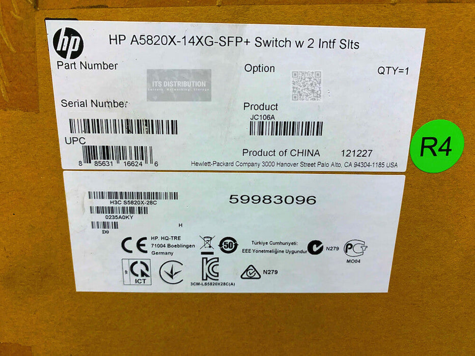 JC106A | HP A5820-14XG-SFP+with 2 Slots Switch BRAND NEW SEALED