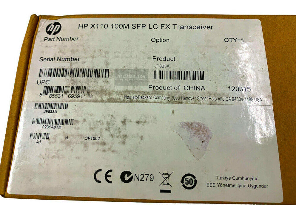 JF833A I Genuine HPE SFP Module 1 x 100Base-FX100 Transceiver 0231A79H BRAND NEW
