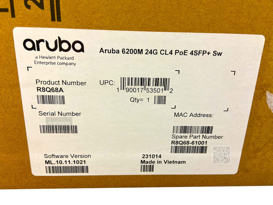 R8Q68A I New Sealed HPE Aruba 6200M 24G Class4 PoE 4SFP+Switch