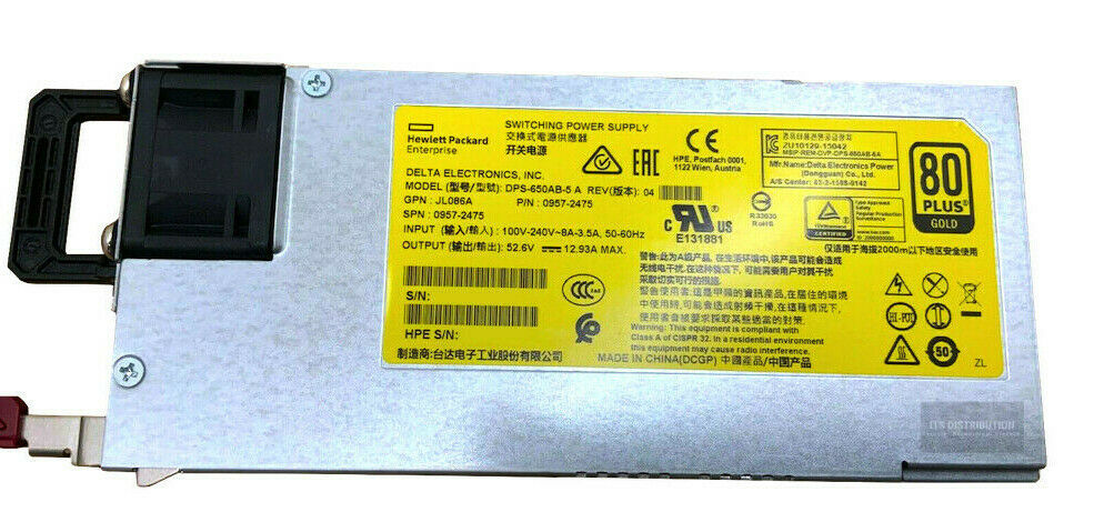 JL086A I HPE Aruba X372 54VDC 680W 100-240VAC Power Supply 0957-2475