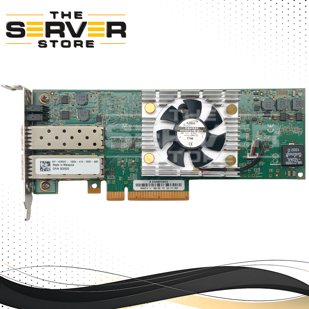 Dell QLogic QLE8262 Dual-Port 10GbE FCoE Converged Network Adapter (CNA). P/N: C852G, 0C852G.