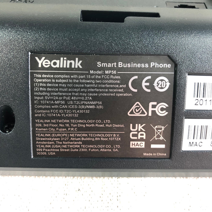 Yealink MP56 IP Phone Compatible with Microsoft Teams 5V adapter