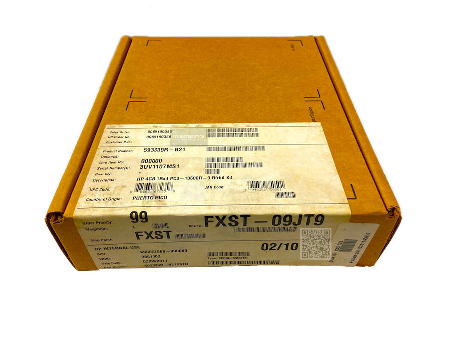 593339-B21 I GENUINE Renew Sealed HP 4GB DDR3 SDRAM ECC Memory Module 595424-001