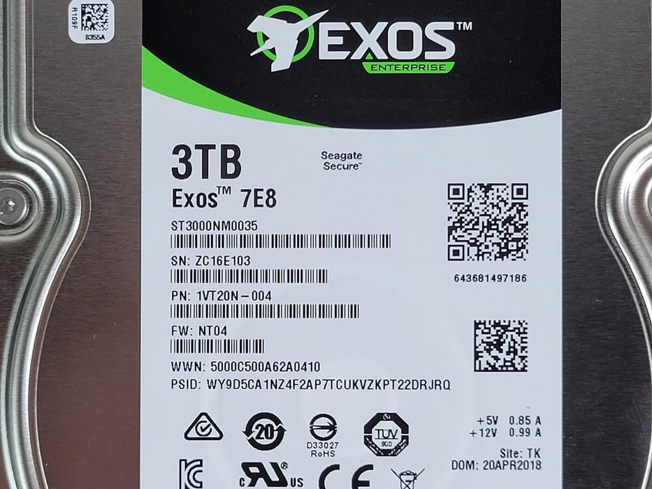 Lot of 2x Seagate ST3000NM0035 3TB 7.2k 12Gb/s 3.5” SAS Hard Drive SED