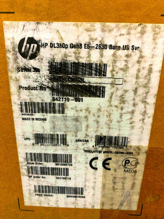 642119-001 I Open Box HP ProLiant DL380p G8 2U 460W SFF Base Server E5-2630 2.3