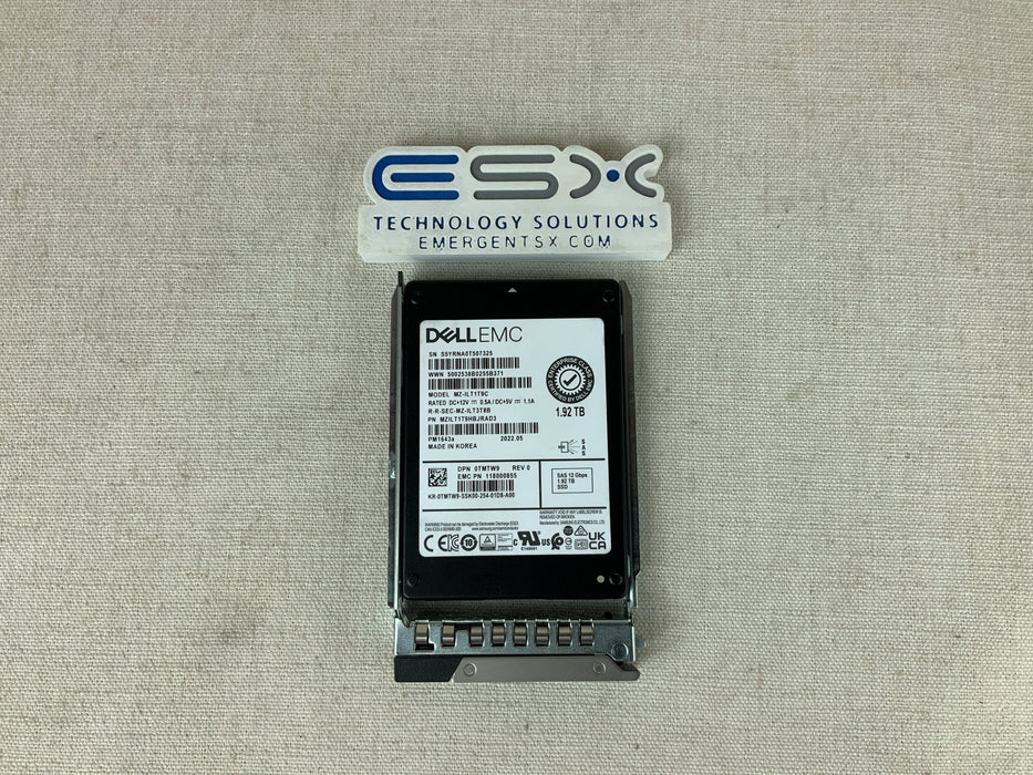 Dell TMTW9 1.92TB 12Gb/s 2.5" SAS RI TLC SSD Samsung PM1643a MZ-ILT1T9C