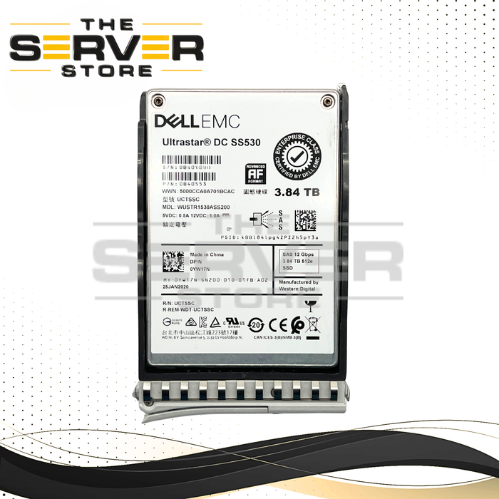 (New Open Box) Western Digital (WD) 3.84TB SAS 12G RI 2.5" SSD WD DC SS530 WUSTR1538ASS200 (0YW17N ) for Cisco UCS C-Series Server (Cisco UCS Tray Included)