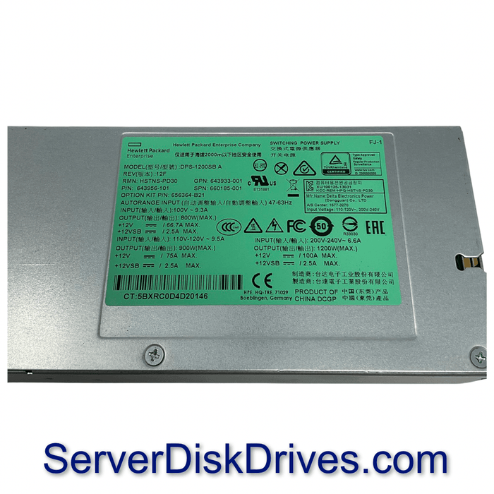 656364-B21 — HP 1200W Platinum Plus Power Supply