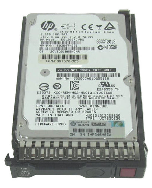 697574-B21 697631-001 HP 1.2TB 10000RPM 6Gbps 2.5" SAS SERVER Hard Drive