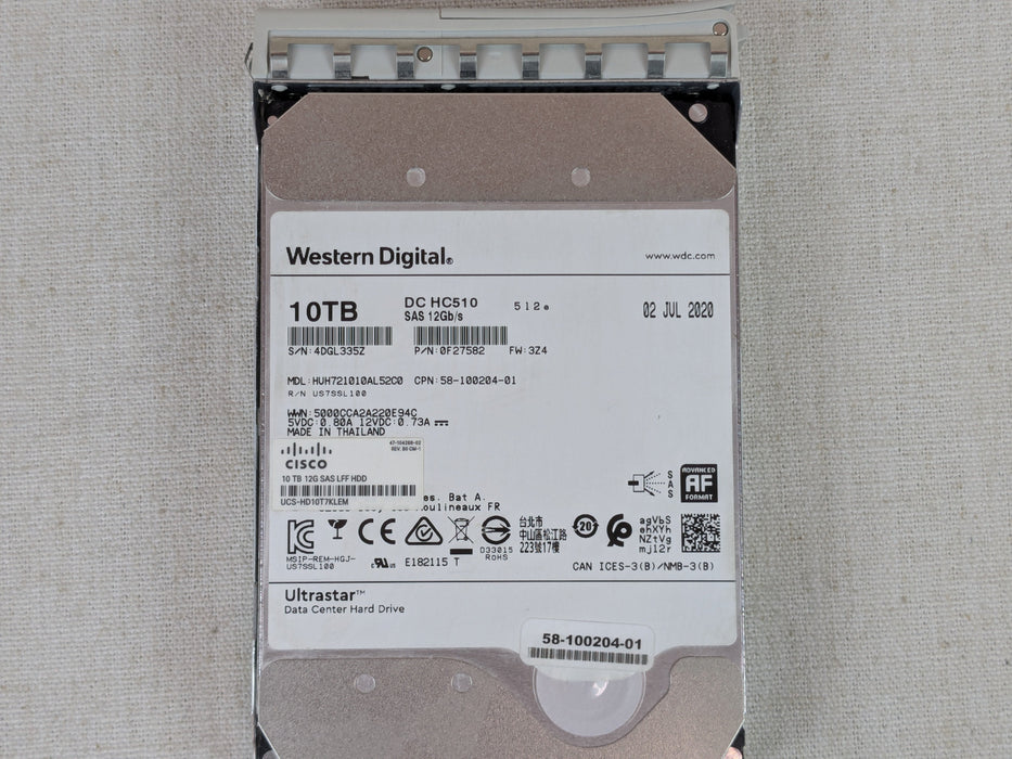 Cisco UCS-HD10T7KLEM 10TB 7.2k 12Gb/s 3.5” SAS 512e Hard Drive
