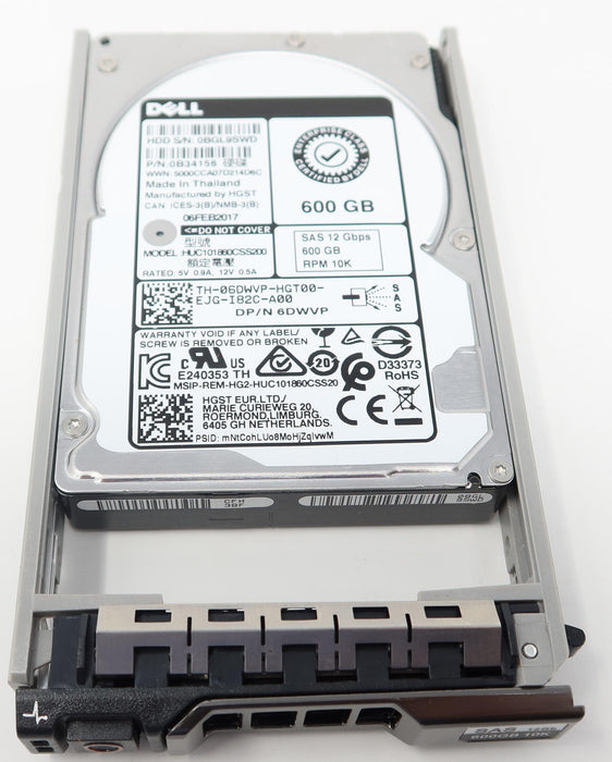 6DWVP HUC101860CSS200 Dell 600GB 10K 12G 2.5" SAS Enterprise Hard Drive