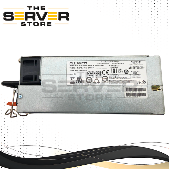 Dell EMC 1450W 80+ Platinum Hot-Swap Redundant Power Supply for VNX2 / VNX8000 Storage. OEM by Artesyn. P/N: R-41058882, 700-013695-0100, 071-000-722-01.