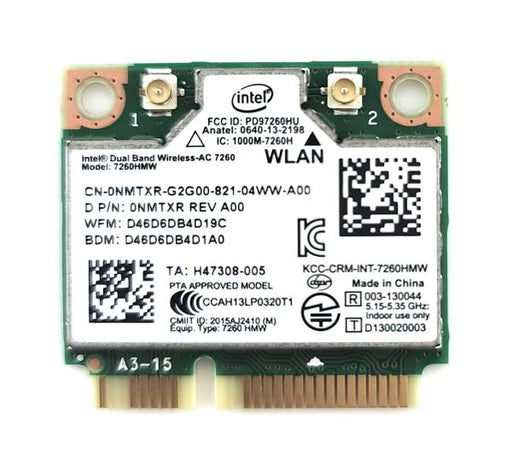 7260.HMWBNGU.R - Intel Wireless-AC 7260 Dual Band 867Mbps 2.4GHz / 5GHz IEEE 802.11a/b/g/n Bluetooth 4.0 Mini PCI-Express M.2 2226 Wireless Network Card