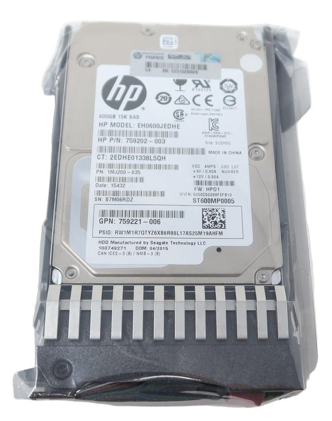 787642-001-J9F42A HPE MSA 600GB 15K SAS 12G 2.5" Hard Drive