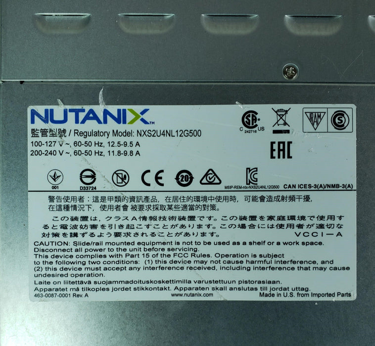 Nutanix NX-1465-G5-2640v4 2U 4 Node 12x 3.5” Barebones Server w/ 4x X10DRT Nodes
