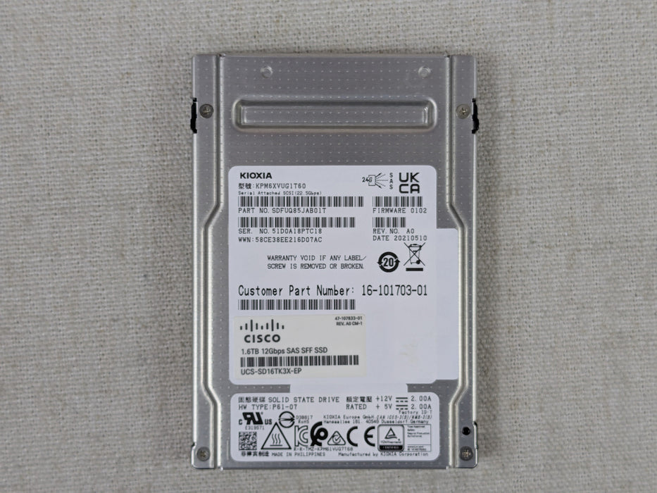 Cisco UCS-SD16TK3X-EP 1.6TB 12Gb/s 2.5" SAS Enterprise Performance SSD