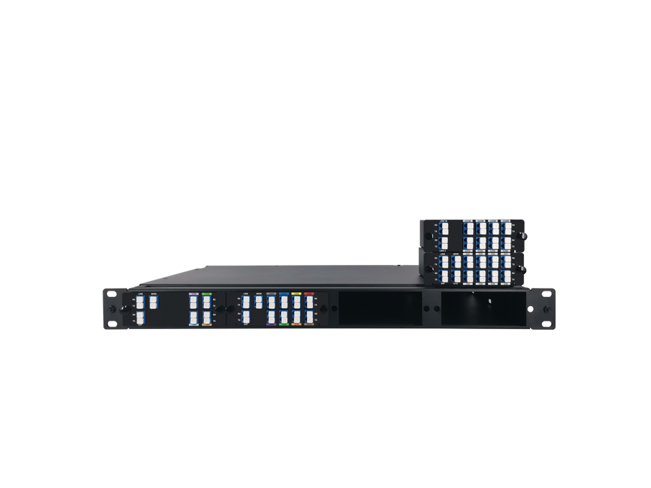 8 Channels DWDM Mux Demux, 100GHz C21-C28, with EXP & Mon and 1310nm Port, 2.4dB Typical IL, LC/UPC, Dual Fiber, High Density, FHD Plug-in Module
