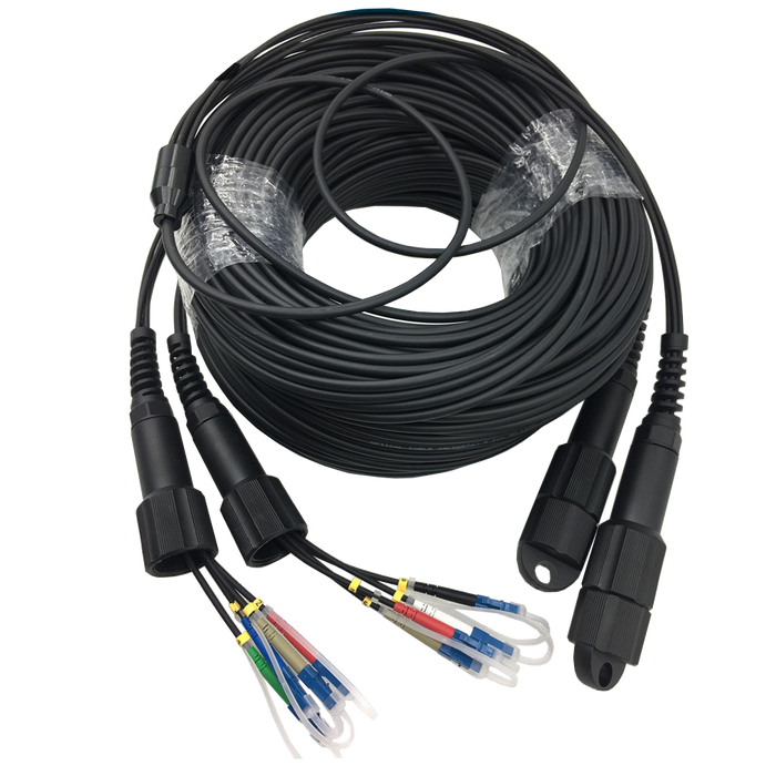 8-core 100¡ìT G657A1 Singlemode LC UPC to PDLC UPC Outdoor DVI Waterproof Armored Fiber Optic Patch Cord