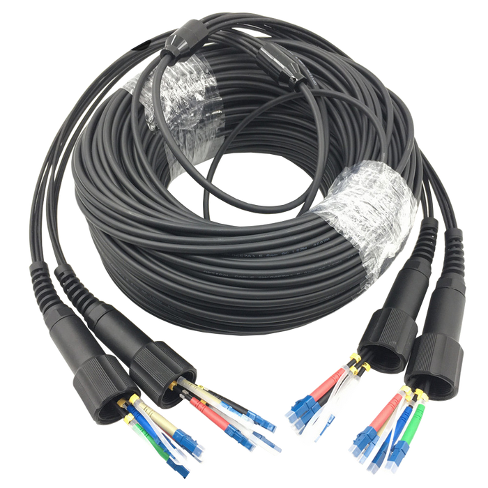 8-core 100¡ìT G657A1 Singlemode LC UPC to PDLC UPC Outdoor DVI Waterproof Armored Fiber Optic Patch Cord