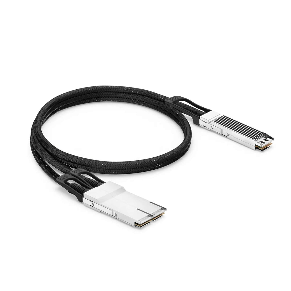NSComm NVIDIA/Mellanox Compatible 800G OSFP Finned Top to 2 x 400G QSFP112 InfiniBand NDR Active Electrical Breakout Cable up to 5m(16ft)