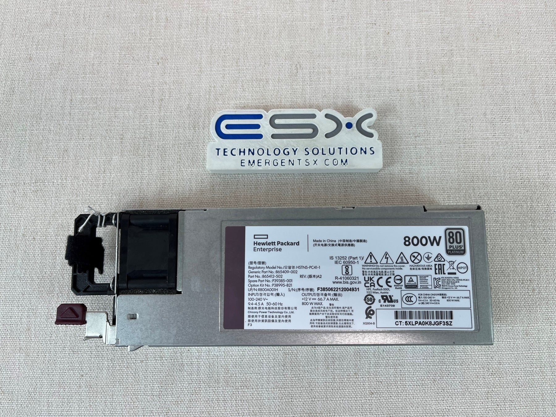 HP P39385-001 800W Platinum Flex Slot Hot Swap Power Supply Gen10 P38995-B21