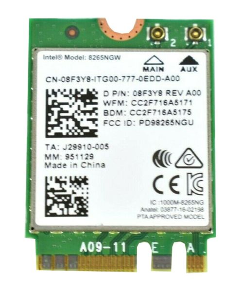 8265.NGWMG.DTX1 - Intel Wireless-AC 8265 Dual Band 867Mbps 2.4GHz / 5GHz IEEE 802.11a/b/g/n Bluetooth 4.2 PCI Express M.2 Wireless Network Card