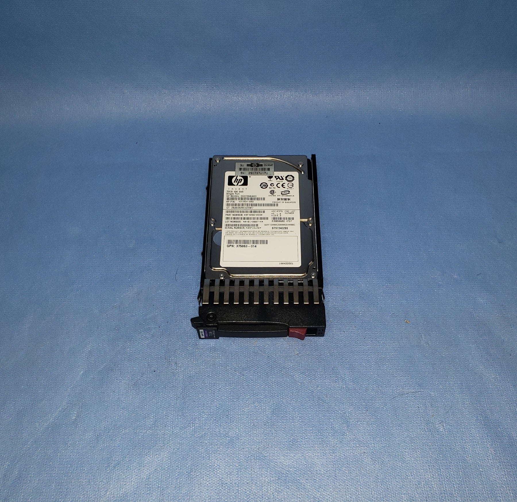 HP 434916-001 72GB 10K 3G2.5" Single port SAS Hard Drive