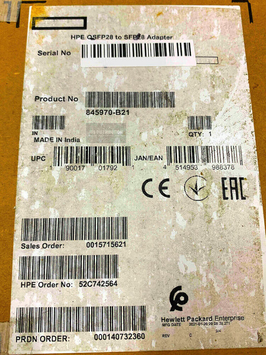 845970-B21 I Genuine Open Box HPE QSFP28 to SFP28 Adapter