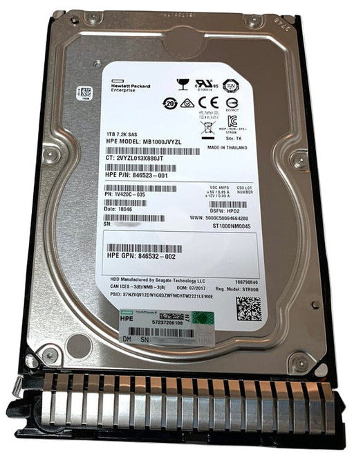 846612-001 846523-001 846524-B21 HPE 1TB 7.2K RPM 12Gb/s SC 3.5" SAS Hard Drive