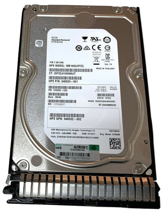 846612-001 846523-001 846524-B21 HPE 1TB 7.2K RPM 12Gb/s SC 3.5" SAS Hard Drive