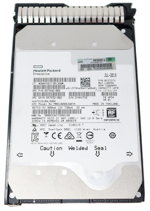 857965-001 857644-B21 HPE 10TB SAS 3.5" 7.2K 12GB/s Hard Drive