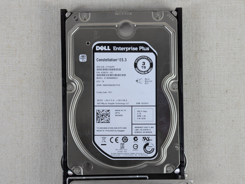 Dell EqualLogic 3TB 7.2K 6Gb/s 3.5" SAS Hard Drive 4CMD9 / ST3000NM0023 PS6500