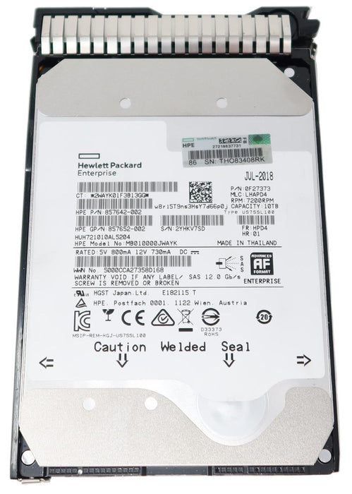 857965-001 857644-B21 HPE 10TB SAS 3.5" 7.2K 12GB/s Hard Drive