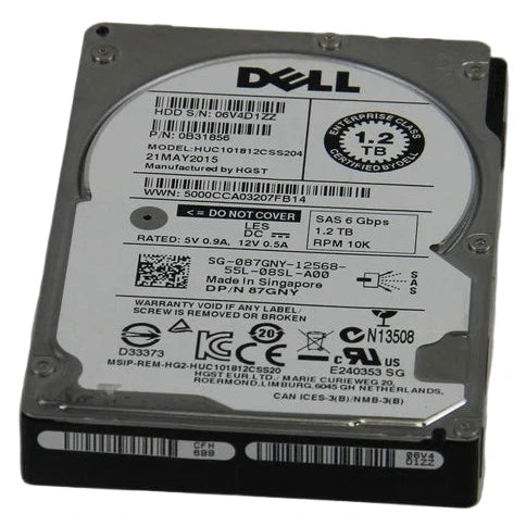 87GNY DELL ENT 1.2TB 10K RPM 6Gb/s 2.5" SAS Hard Drive HUC101812CSS204