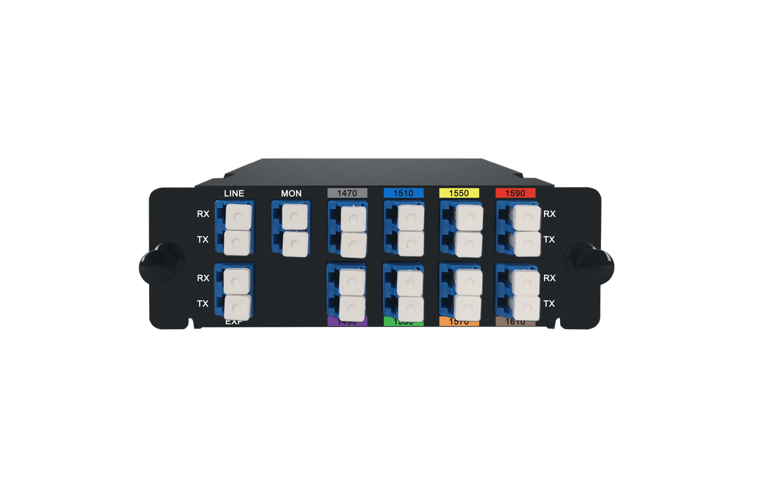 8CH 1470-1610nm, with Monitor and Expansion Port, LC/UPC, Dual Fiber, High Density CWDM Mux Demux, FHD Plug-in Module