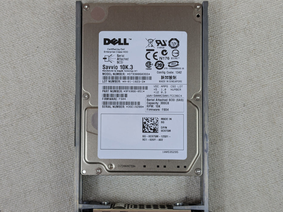 Dell C975M 300GB 10k 6Gb/s 2.5" SAS Hard Drive ST9300603SS w/ 12G Tray